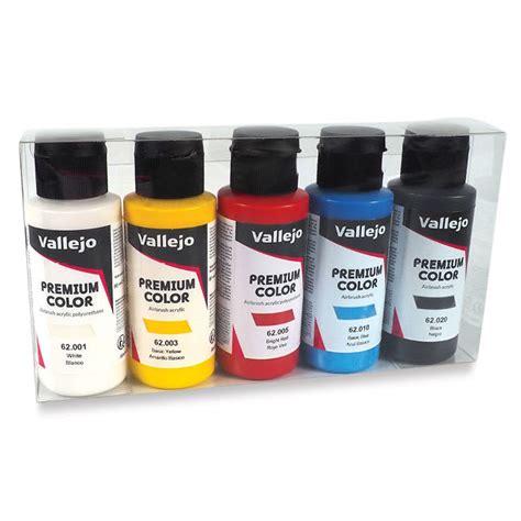 Vallejo Premium Airbrush Colors - 60 ml, Set of 5, Basic Opaque Colors ...