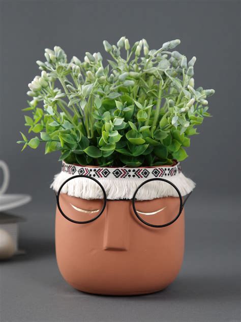 Human Face with Specs Ceramic Planter - Small – Aapno Rajasthan