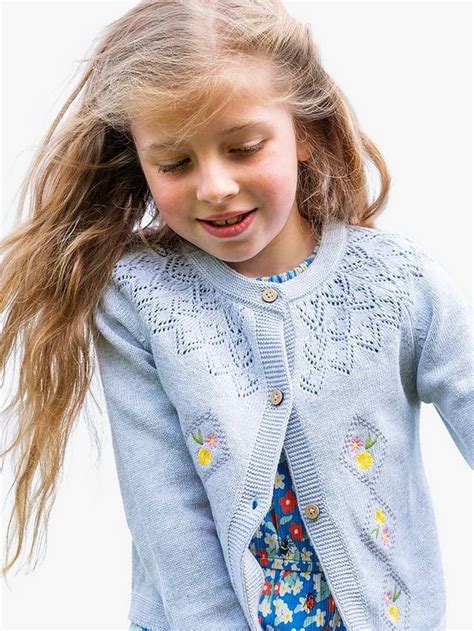 Frugi Kids' Primrose Pointelle Organic Cotton Cardigan, Grey Marl, 6-7 ...