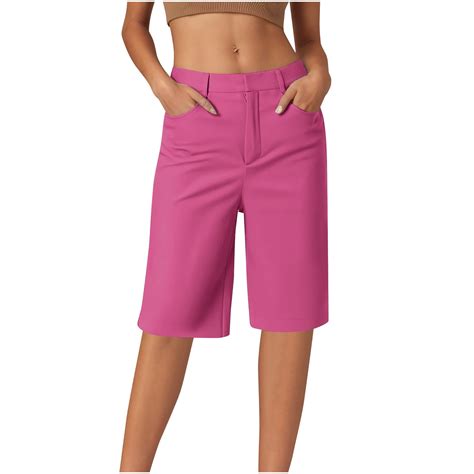 AherBiu Business Casual Shorts for Women Knee Length Straight Leg 1/2 ...