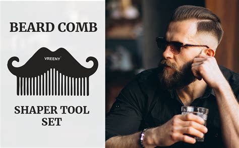 Buy VREENY Beard Shaper Tool Comb Beard Shaping tool Beard Comb for Men ...