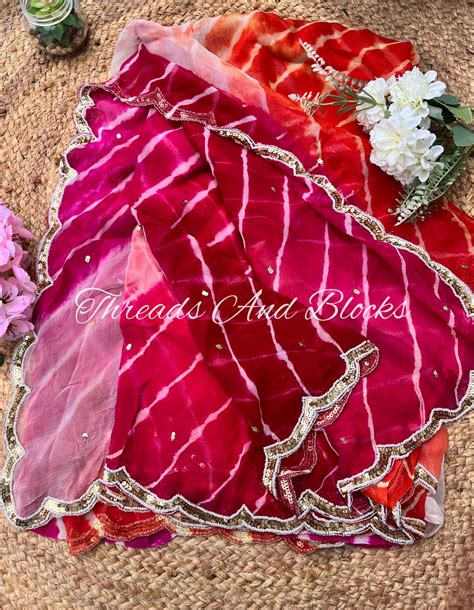 Buy Multishaded Leheriya with Scalloped Border for Women Online in ...