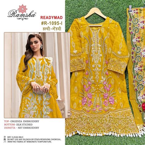 Ramsha R 1095 I And J Organza Embroidery Ready Made Suit