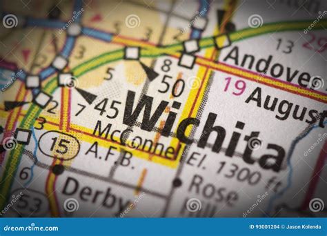 Wichita, Kansas on map stock photo. Image of atlas, closeup - 93001204