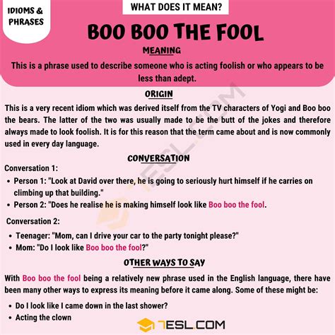 "Boo Boo the Fool" Meaning, Origin and Examples • 7ESL