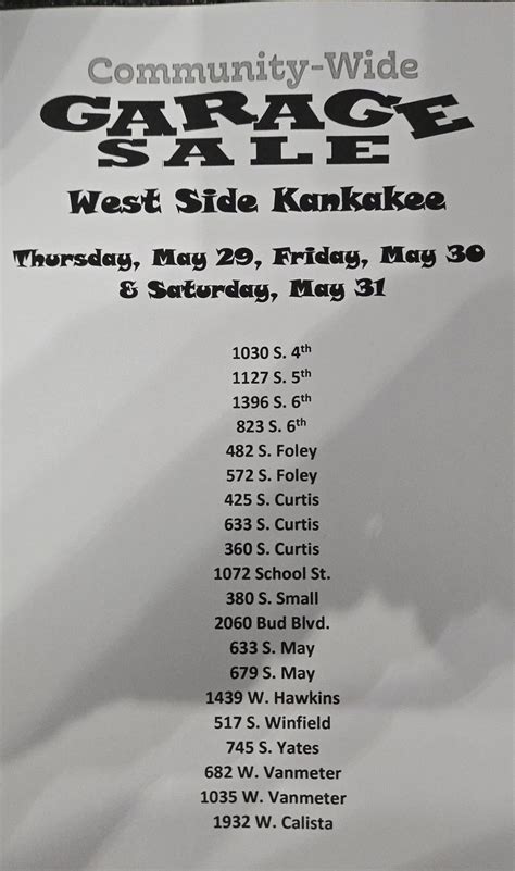 West Kankakee town wide sales, 1030 s 4th Ave Kankakee, 29 May to 31 ...