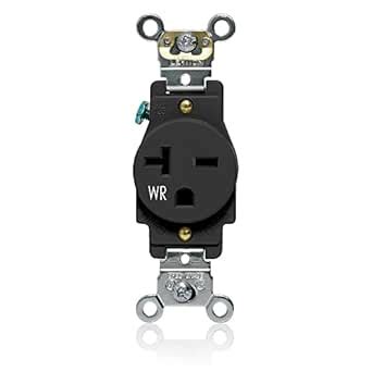 Leviton W5461-E Single Receptacle Outlet, Weatherproof, 20A, 250V ...