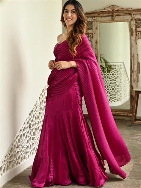 Buy Pink Pleated Saree for Women at Lavanya The Label