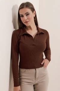 Dream Beauty Fashion Casual Solid Women Brown Top - Buy Dream Beauty ...