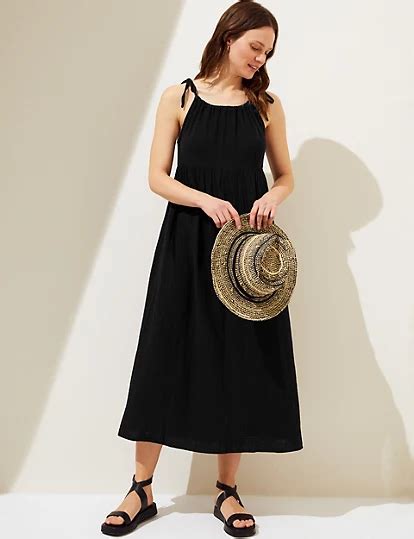 Pure Cotton Square Neck Midaxi Beach Dress