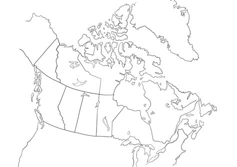 Imagem para colorir simples do mapa do país do Canadá para imprimir gratuitamente