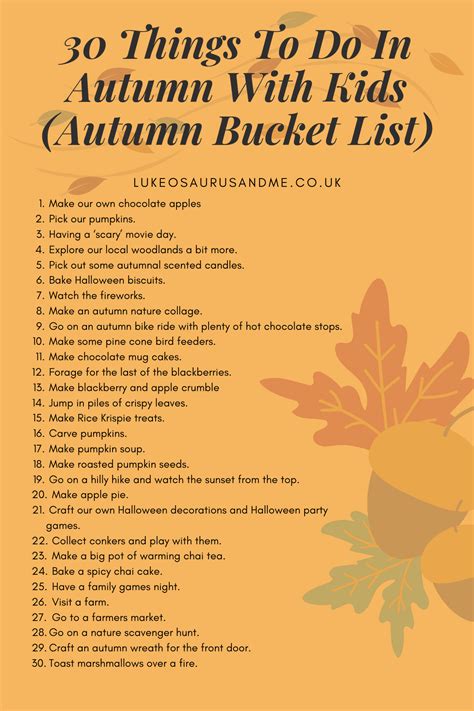30 things to do in autumn with kids autumn bucket list – Artofit
