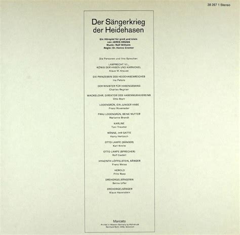 Der Sängerkrieg der Heidehasen – Bertelsmann Vinyl Collection