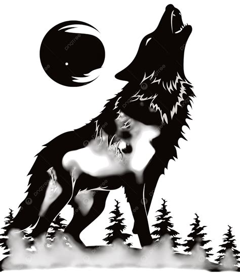 Howling Wolf Silhouette Clip Art