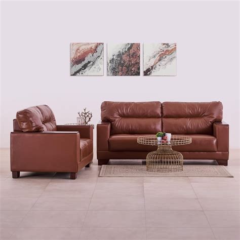 Buy Walter Half Leather 3+2 Seater Sofa Set - Tan from Home Centre at ...