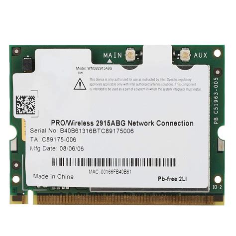 Tangxi Mini-PCI WiFi Network Card for Intel 2915ABG 54M Dual Band 2.4G ...