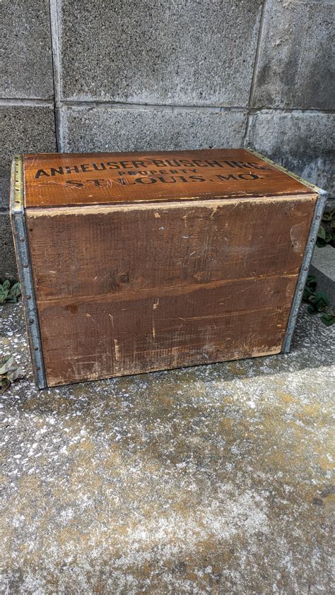 Vintage Budwiser Crate WoodBox ANHEUSER BUSCH INC ビンテージ バドワイザー ウッドボックス ...