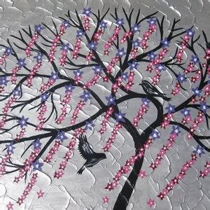 Buy Large Japanese Style Painting of a Cherry Blossom Tree and 2 Birds ...