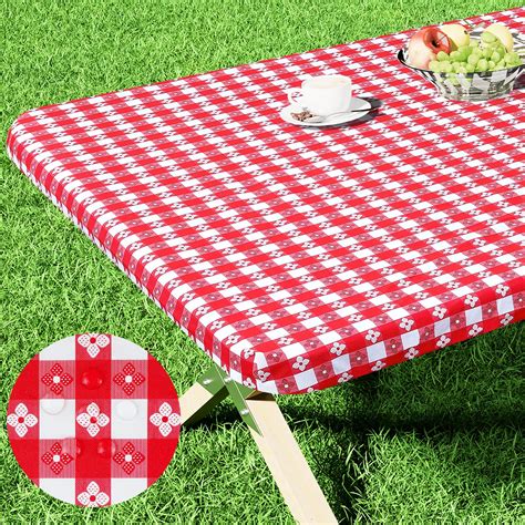 Amazon.com: Spotjoy Rectangle Picnic Table Cloth, Waterproof Elastic ...