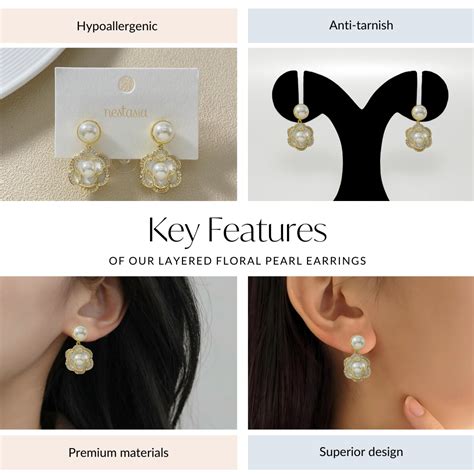 Jewellery Online - Premium Layered Floral Pearl Earrings | Nestasia