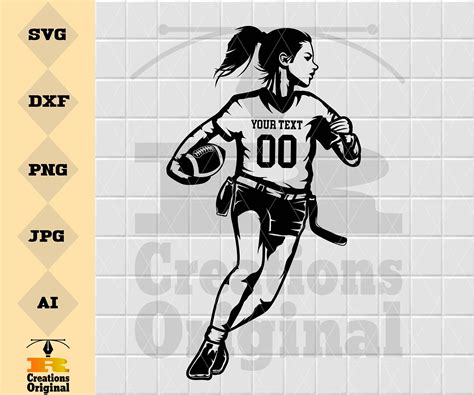 Personalized Name Flag Football Girl Svg Flag Football Name Svg ...