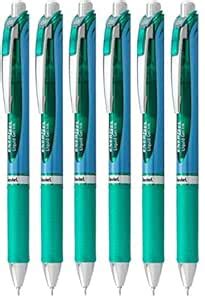 Pentel EnerGel 0.5mm Needle Tip Green Ink Liquid Gel Pens (BLN75-D) - 6 ...