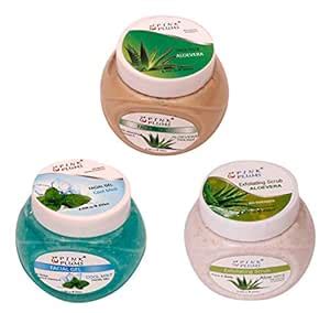 PINK PLUMS Aloevera Face Pack | Cool Mint Facial Gel | Aloevera Scrub ...