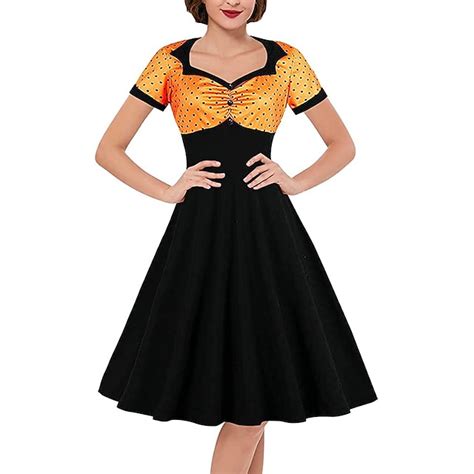 Polka Dots Retro Vintage 1950s Grease Outfits Swing Dress Flare Dress ...