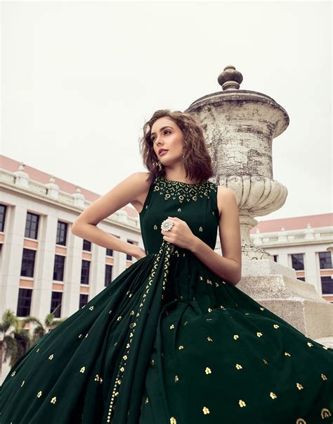 Ethnic Green Color Thread Sequence Work Gown - Clothsvilla