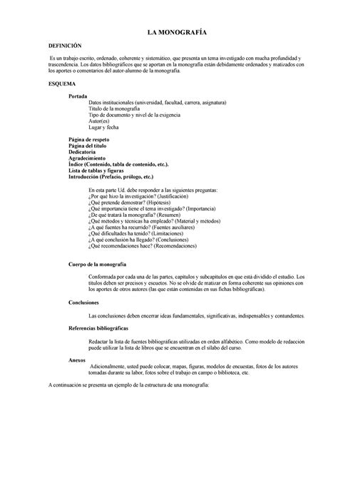 Estructura-DE- MonografÍa - LA MONOGRAFÍA DEFINICIÓN Es un trabajo ...