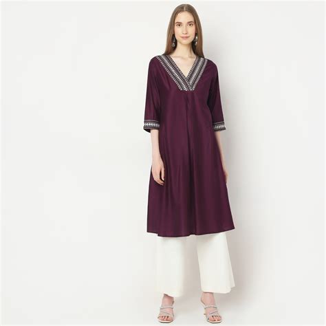 Flare Fit Embroidered Kurta - Style Union