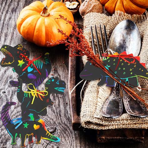 Buy Outus 48 Pieces Scratch Dinosaur Paper Rainbow Scratch Paper ...