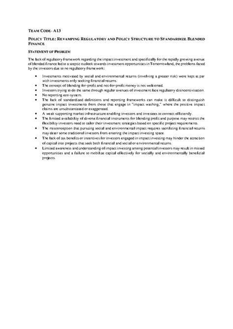 NDA Policy - TEAM CODE- A POLICY TITLE: REVAMPING REGULATORY AND POLICY ...
