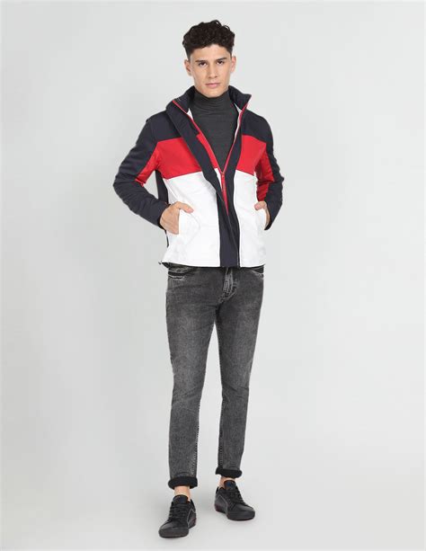 Men Navy High Neck Colour Block Jacket – U.S. Polo Assn. India