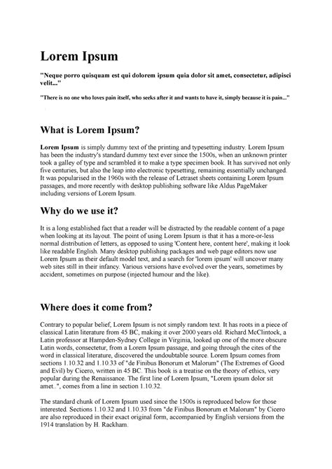 Sample Text - Lorem Ipsum "Neque porro quisquam est qui dolorem ipsum ...