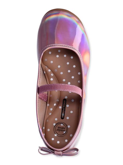 Wonder Nation Little Girl & Big Girl Ballet Flat Dress Shoes, Sizes 13 ...