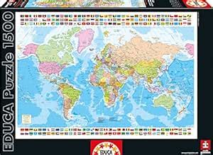 Buy Educa Map of The World Puzzle (1500 Piece), One Color Online at Low ...