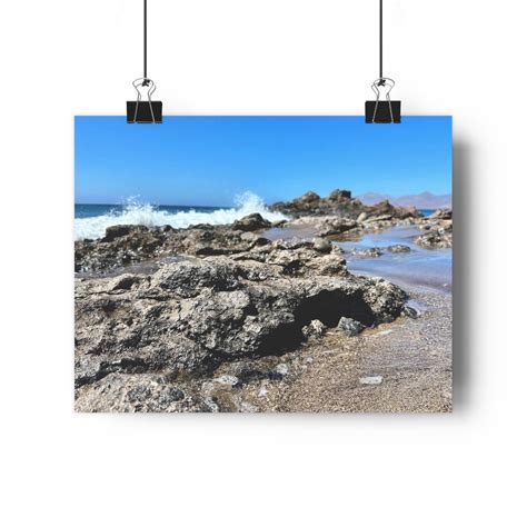 Rocky Crashing Ocean Beach Waves Wall Art Poster — Lanzarote on Canvas