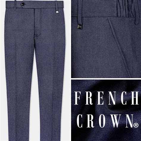 Big Stone Blue Textured Premium Wool Blend Pant For Men.