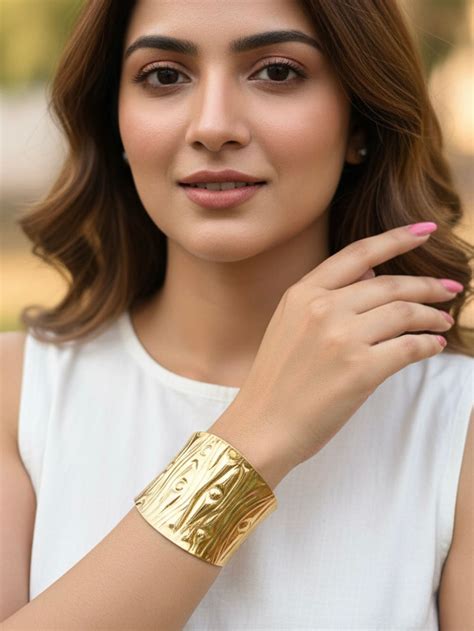 Gold Plated Handcrafted Brass Cuff