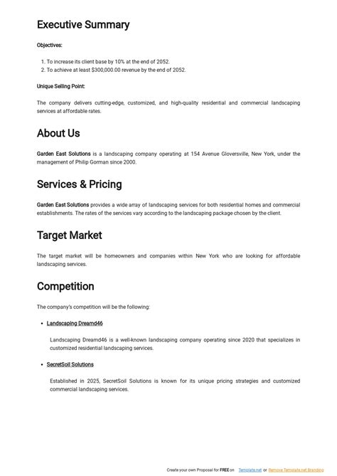 Landscaping Company Business Plan Template - Google Docs, Word, Apple ...