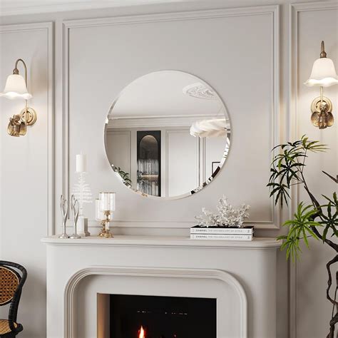 Plantex Frameless Round Mirror with Beveled Smooth Edges/Wall Mirror f ...