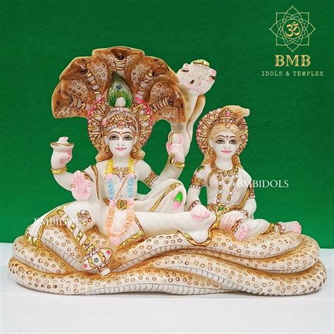 Marble Lakshmi Narayan Murti made White Makrana Marble in 9inches ...