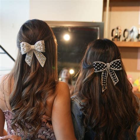 Embellished Velvet Hair Bow Barrette Clip - Black – Hair Drama Company