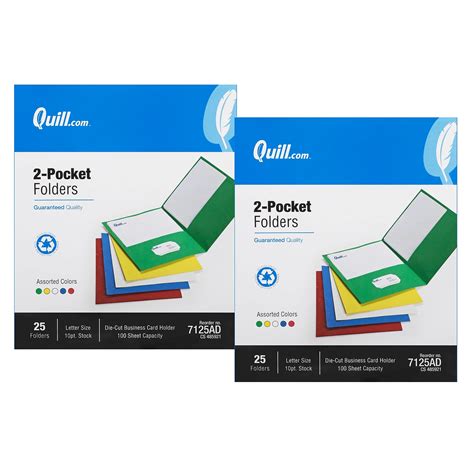 Quill Brand® 2-Pocket Folders, Assorted, 50/Box | Quill.com