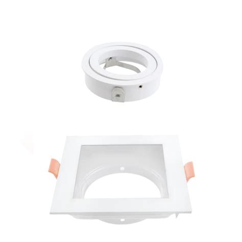 Akrah recessed spotlight, square white with bulb replacement from the front