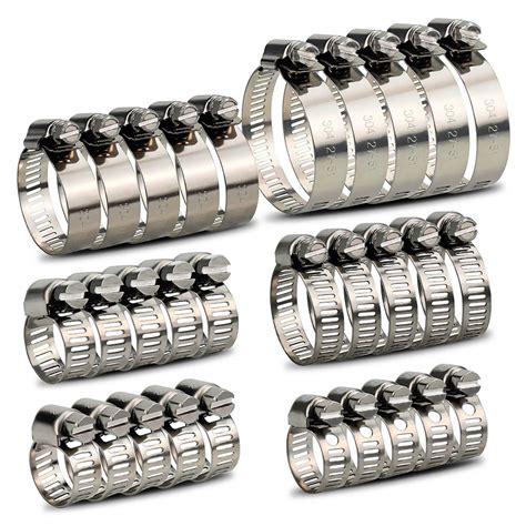 InduSKY 30Pcs Hose Clamps 1/4-2 in (6-51mm) Adjustable Range 304 ...