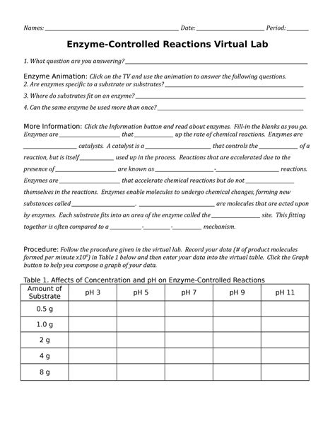 Image result for Enzyme-Controlled Reactions Virtual Lab