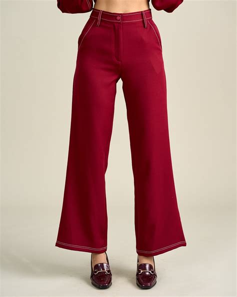 Royal Burgundy Straight Pants – Style Island