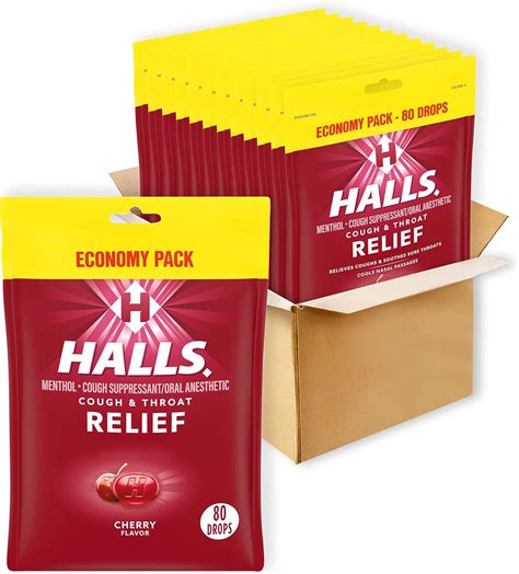 Amazon.com: HALLS Relief Cherry Cough Drops, Economy Pack, 12 Packs of ...